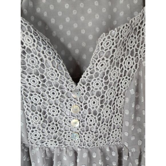 Daniel Rainn Women's Gray Swiss Dot Long Sleeve Sheer Blouse Size Medium - Picture 2 of 7